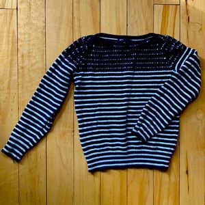 Gap Girls Boatneck Stripe Sweater Navy and White